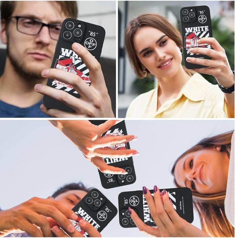 Off-White Black Phone Case with Red Design Compatible with iPhone 15 Pro Max - Picture 5 of 7